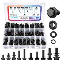 Sortimento de parafusos DIVANC 300 unidades de flange de aço hexagonal M6 M8 M10