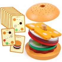 Sorting Stacking Toy Kizh Wooden Burger para crianças pequenas