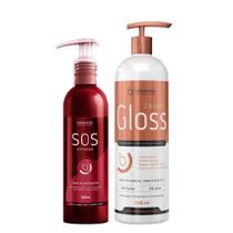 SOS Extreme 240ml Antiemborrachamento Reconstrutor + Cauter Gloss 500ml Espelhamento