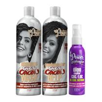 Soul Power Coco e Cacau Sh 315ml + Cond 315ml + Text Óleo 100ml Soul Power Coco e Cacau Sh 315ml + Cond 315ml + Text Óleo 100ml