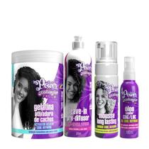 Soul Power Texturizações Curl Gelatina Ativadora 800ml + Leave-in 315ml + Mousse 180ml + Óleo 100ml