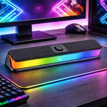Soundbar Gamer LED USB 14W RMS para PC e Notebook Controle de Volume KP-RO857 Soundbar Gamer LED USB 14W RMS para PC e Notebook Controle de Volume KP-RO857