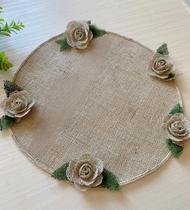Souplast de rosas de juta com folhas 38 cm 4 unidades