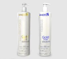SoupleLiss Kit Shampoo Gold Pré + Realinhamento Térmico Gold Free 1 L