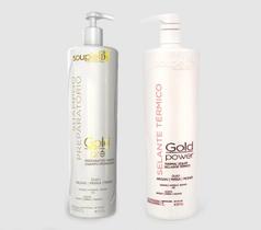 SoupleLiss Kit Shampoo Gold Pré + Selante Térmico GOLD POWER 1L