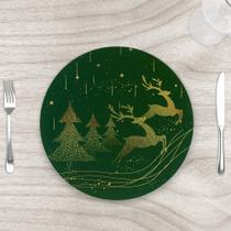 Sousplat 35cm Natal Pinheiros e Rena Verde com base MDF - Kit com 4 Sousplat 35cm Natal Pinheiros e Rena Verde com base MDF - Kit com 4