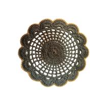 Sousplat Americano Redondo de Mesa em Crochê Verde Oliva / Dourado