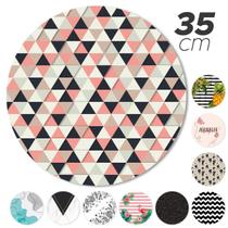 Sousplat Avulso Base Mdf 35Cm Completo Estampado Triângulo