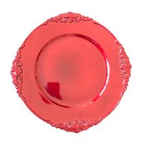 Sousplat Bandeja Ø32cm - Cor Vinho Com Relevo nas Bordas.