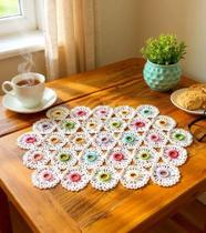 Sousplat Bandeja Olho Mágico Color 46x27cm Crochê Artesanal