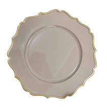 Sousplat Bege Com Dourado Polipropileno 33Cm Rafimex