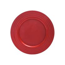 Sousplat Borda com Círculos Vermelho - 33cm - 1 unidade - Cromus - Rizzo