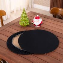 Sousplat Capa E Base Mdf Basic Liso 35cm Diâmetro Tecido Oxford 100% Poliéster - Preto