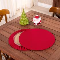 Sousplat Capa E Base Mdf Basic Liso 35cm Diâmetro Tecido Oxford 100% Poliéster - Vermelho