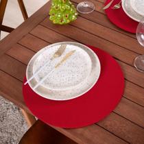 Sousplat Capa E Base Mdf Basic Liso 35cm Diâmetro Tecido Oxford 100% Poliéster - Vermelho