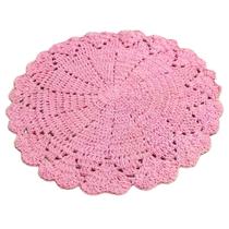 Sousplat Crochê Barbante 6 Rosa Claro de Mesa Redondo Feito A Mão Decoração Linda Para Sua Mesa