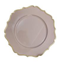 Sousplat De Cha Bege Com Dourado 25Cm Diametro Rafimex