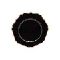 Sousplat De Chá Em Polipropileno 25cm Rafimex Preto E Dourado