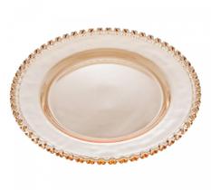 Sousplat de cristal âmbar coração 32cm