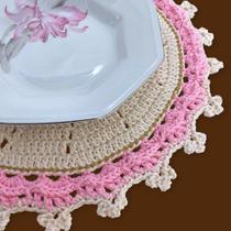 Sousplat de Crochê Florata Rosa 40 cm 2 Peças