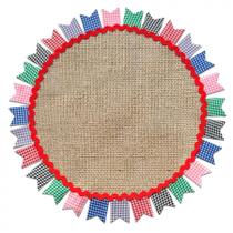 Sousplat de Juta Junino 35cm com Bandeirinhas Xadrez Jogo Americano Decoração Mesa Posta Arraiá