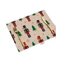 Sousplat De Natal Com Estampa De Papai Noel E Quebra-Nozes, Tapete De Mesa Para Cozinha, Decoração