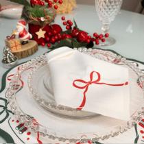 Sousplat de Natal Mesa Posta Decorado Laço Vermelho Ceia Sousplat de Natal Mesa Posta Decorado Laço Vermelho Ceia