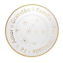Sousplat De Plástico Desejos De Natal Transparente E Dourado Com Estrelas 33Cm Sousplat De Plástico Desejos De Natal Transparente E Dourado Com Estrelas 33Cm