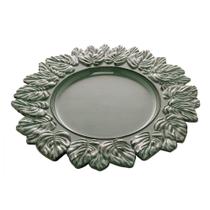 Sousplat de Plástico Platinado Garden Leaf Verde 35cm - Lyor