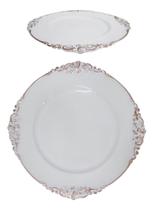 Sousplat De Plastico Redondo Branco Com Borda Arabesco Metal - Oem Sousplat De Plastico Redondo Branco Com Borda Arabesco Metal - Oem