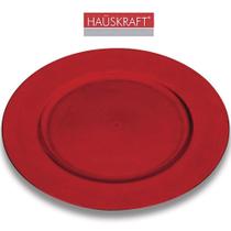 Sousplat de plastico redondo liso metallic red vermelho hauskraft 33cm de ø - Western