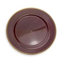 Sousplat de Plástico Vermelho Com Detalhe Em Dourado 33 F04 cm - D'Rossi