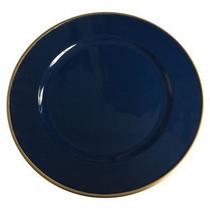 Sousplat de resina c/ borda ouro - azul marinho Sousplat de resina c/ borda ouro - azul marinho