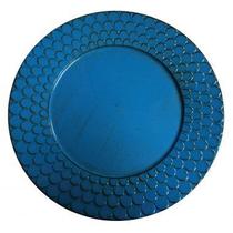 Sousplat de resina c/ borda trabalhada - azul Sousplat de resina c/ borda trabalhada - azul