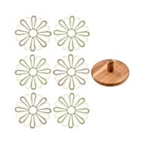 Sousplat De Silicone Nórdico 6 Peças Com Relevo Floral, Redondo, Isolante Térmico E Antiderrapante Sousplat De Silicone Nórdico 6 Peças Com Relevo Floral, Redondo, Isolante Térmico E Antiderrapante