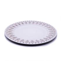 Sousplat Decorativo Branco Com Flores Em Rose 33cm Sousplat Decorativo Branco Com Flores Em Rose 33cm