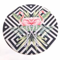 Sousplat Decorativo De Madeira Com Capa De Flamingo 35 cm Sousplat Decorativo De Madeira Com Capa De Flamingo 35 cm