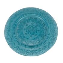 Sousplat Decorativo em Cristal Azul - 33cm - Sousplat Clássico para Receber com Estilo - Servir com Toque Requinte!