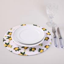 Sousplat Estampado Allegra 2 Peças Capa e Base MDF 35cm Diâmetro 100% Poliéster - Limão