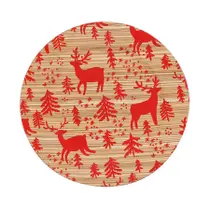 Sousplat Estampado Rena Bege e Vermelho 33cm - 01 unidade - Cromus Natal - Rizzo Sousplat Estampado Rena Bege e Vermelho 33cm - 01 unidade - Cromus Natal - Rizzo