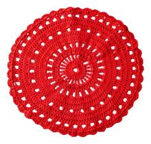 Sousplat jogo americano base prato croche vermelho 38cm Sousplat jogo americano base prato croche vermelho 38cm