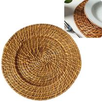 SOUSPLAT JOGO AMERICANO MARROM CLARO RATTAN E BAMBU 32x32x1,5cm - MUNDIART