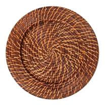 Sousplat Jogo Americano Redondo Mundiart Rattan Bambu Marrom Claro ou Escuro