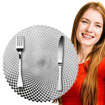 Sousplat Mesa Posta Prata 1 Lugar Jogo de Mesa Redondo 38cm