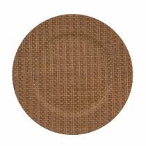 Sousplat Mescla Marrom Plástico Estilo Rattan Bon Gourmet 33cm