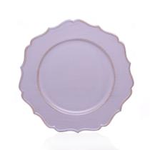 Sousplat para Prato de Mesa Decorativo Cinza e Rose Com Borda Irregular 33cm F01 - D'Rossi