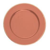Sousplat Plástico Coral/Dourado 25cm