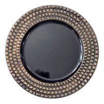 Sousplat Poliresina Relevo Design Black 33 X 33