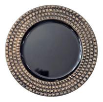 Sousplat Poliresina Relevo Design Black 33 X 33