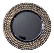 Sousplat Poliresina Relevo Design Black 33 X 33